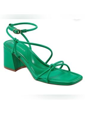 Marc Fisher Emerald Green Knotted Strap Block Heel Sandal